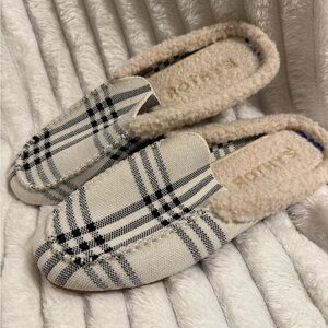 Rothy's Black and Cream Checkered Slippers